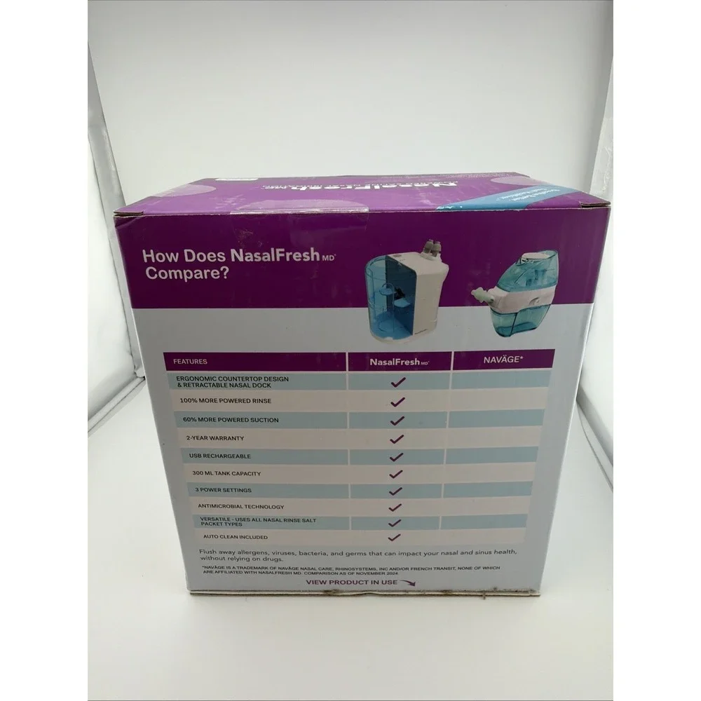 NasalFresh MD Powered Saline Nasal Irrigation Device w/ Saline Packets New